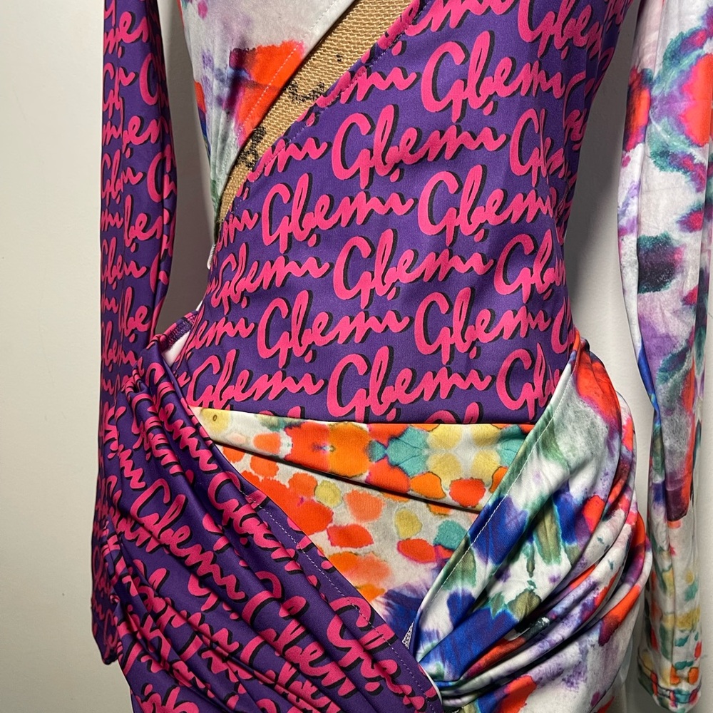 Colorful Long Sleeve Dress with Abstract Patterns